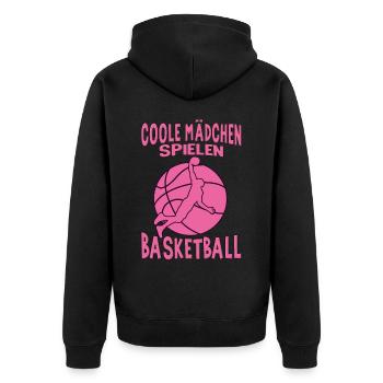 Basketball Training Trikot Coole Frauen Spielen - Unisex Premium Bio Zip Hoodie - Schwarz - Hinten - Nico (187cm)