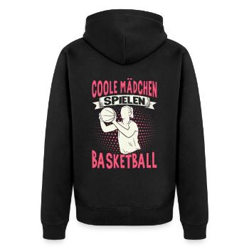 Basketball Training Trikot Coole Frauen Spielen - Unisex Premium Bio Zip Hoodie - Schwarz - Hinten - Nico (187cm)