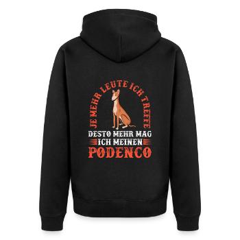 Podenco mehr mögen spanischer Podenco - Unisex Premium Bio Zip Hoodie - Schwarz - Hinten - Nico (187cm)