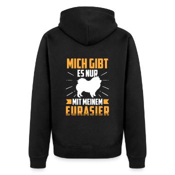 Nur mit meinem Eurasier Eurasian Dog - Unisex Premium Bio Zip Hoodie - Schwarz - Hinten - Nico (187cm)