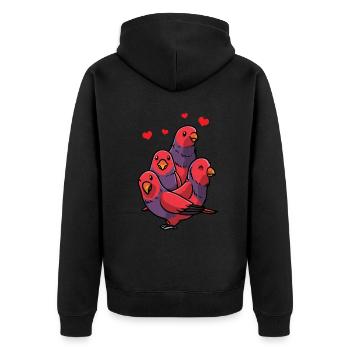 Hooded Lorikeet Kawaii Parrot Bird - Unisex Premium Organic Zip Hoodie - black - Back - Nico (187cm)