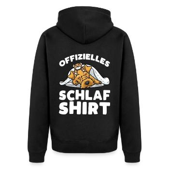 Welsh Terrier Hund Mit Kuscheltier Schlaf - Unisex Premium Bio Zip Hoodie - Schwarz - Hinten - Nico (187cm)