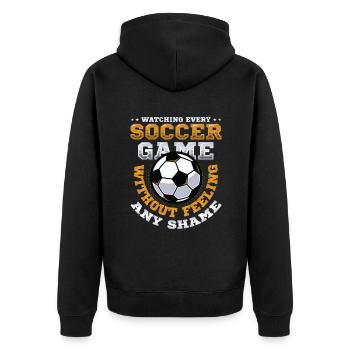 Jedes Fußballspiel Sehen, Ohne Etwas Zu Spüren - Unisex Premium Bio Zip Hoodie - Schwarz - Hinten - Nico (187cm)