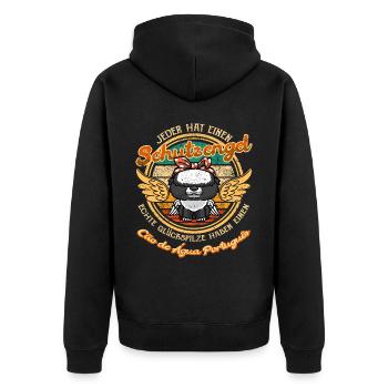 Cão De Água Português Schutzengel Portugiesischer - Unisex Premium Bio Zip Hoodie - Schwarz - Hinten - Nico (187cm)