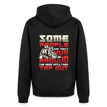 Hug around the neck, Jiu Jitsu - Unisex Premium Organic Zip Hoodie - black - Back - Nico (187cm)