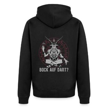 Bock auf Dart Pfeile Witziges Dart - Unisex Premium Bio Zip Hoodie - Schwarz - Hinten - Nico (187cm)