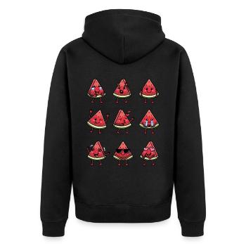 Pastèque Melon Emoticon Fruit Kawaii - Veste à capuche bio Premium Unisexe - noir - Dos - Nico (187cm)