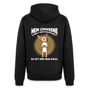 Mein Chiweenie Hört Hervorragend Hund - Unisex Premium Bio Zip Hoodie - Schwarz - Hinten - Nico (187cm)