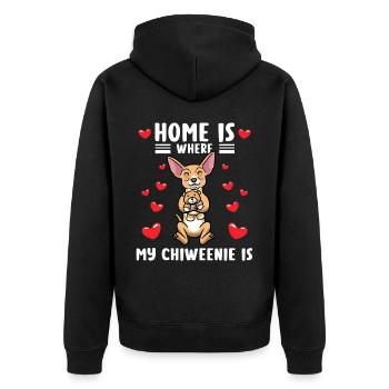 Chiweenie chien avec peluche - Veste à capuche bio Premium Unisexe - noir - Dos - Nico (187cm)