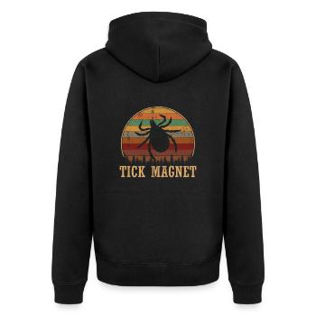 tick magnet, Camping Tick Magnet - Unisex Premium Bio Zip Hoodie - Schwarz - Hinten - Nico (187cm)