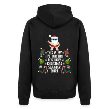 Chemise pull de Noël trop chaude pour moche - Veste à capuche bio Premium Unisexe - noir - Dos - Nico (187cm)