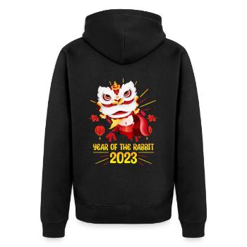 Zodiac Happy Chinese New Year of the Rabbit 2023 - Unisex Premium Bio Zip Hoodie - Schwarz - Hinten - Nico (187cm)