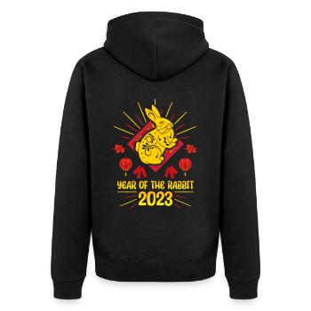 Zodiac Happy Chinese New Year of the Rabbit 2023 - Unisex Premium Bio Zip Hoodie - Schwarz - Hinten - Nico (187cm)
