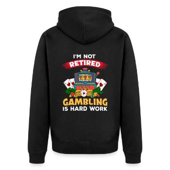 Kasino Glücksspiel Spielautomat Kartenspiel - Unisex Premium Bio Zip Hoodie - Schwarz - Hinten - Nico (187cm)