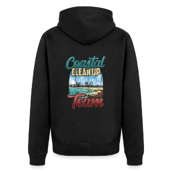 Nettoyage de la plage Équipe de nettoyage côtier de la plage - Veste à capuche bio Premium Unisexe - noir - Dos - Nico (187cm)