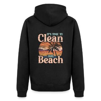 It's time to clean this beach Beaches - Unisex Premium Organic Zip Hoodie - black - Back - Nico (187cm)