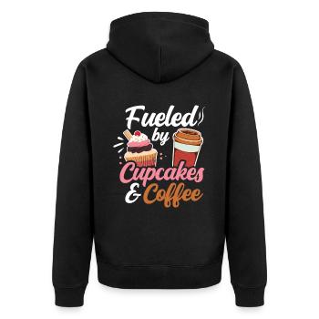 Angetrieben Von Cupcakes Und Kaffee Cupcake Essen - Unisex Premium Bio Zip Hoodie - Schwarz - Hinten - Nico (187cm)