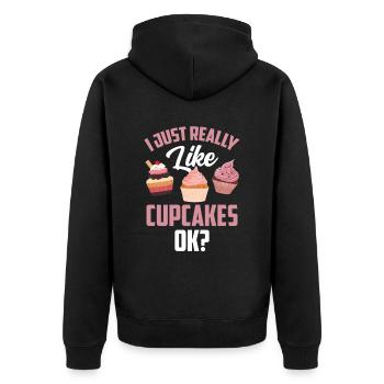 J’aime vraiment les cupcakes cupcakes sucrés - Veste à capuche bio Premium Unisexe - noir - Dos - Nico (187cm)