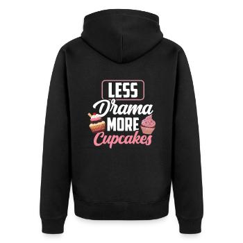 Moins de drame Plus de cupcakes amoureux cupcake sucré - Veste à capuche bio Premium Unisexe - noir - Dos - Nico (187cm)