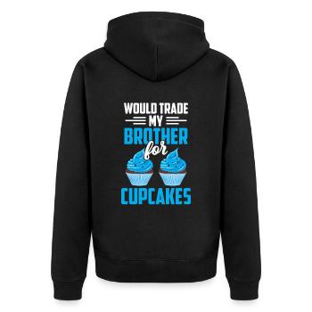 J’échangerais mon frère contre des cupcakes sucrés - Veste à capuche bio Premium Unisexe - noir - Dos - Nico (187cm)