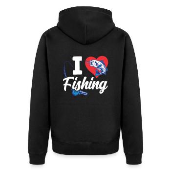 I love fishing fishing anglers - Unisex Premium Organic Zip Hoodie - black - Back - Nico (187cm)