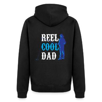 Reel Cool Papa Fischen Fischer Angeln Angler - Unisex Premium Bio Zip Hoodie - Schwarz - Hinten - Nico (187cm)