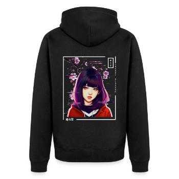 Mignon Anime Fille Japonais Vaporwave Glitch Aestheti - Veste à capuche bio Premium Unisexe - noir - Dos - Nico (187cm)