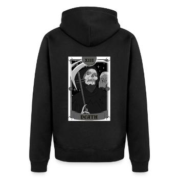 Anime Tarot Card Death Grim Reaper Occult Gothic - Unisex Premium Bio Zip Hoodie - Schwarz - Hinten - Nico (187cm)