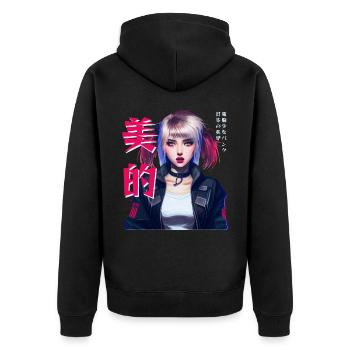 Japonais Techwear Anime Girl Cybergoth Vaporwave - Veste à capuche bio Premium Unisexe - noir - Dos - Nico (187cm)