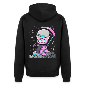 Kawaii Pastel Goth Anime Tarot Card Death Cute Wit - Unisex Premium Bio Zip Hoodie - Schwarz - Hinten - Nico (187cm)