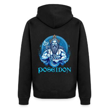 Greek God Poseidon Ancient Greece Mythology - Unisex Premium Bio Zip Hoodie - Schwarz - Hinten - Nico (187cm)