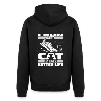 coureur joggeur coureur chat de course - Veste à capuche bio Premium Unisexe - noir - Dos - Nico (187cm)