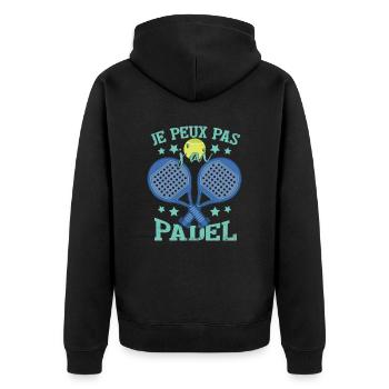 Padel Entraîneur Joueur De Padel - Veste à capuche bio Premium Unisexe - noir - Dos - Nico (187cm)