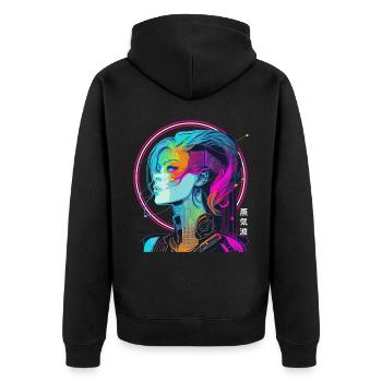 Esthétique Vaporwave Sci Fi Girl Futuriste Japones - Veste à capuche bio Premium Unisexe - noir - Dos - Nico (187cm)