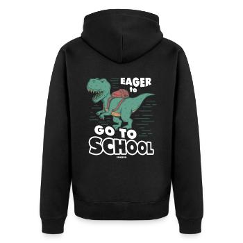 T-Rex Dinosaur School - Unisex Premium Organic Zip Hoodie - black - Back - Nico (187cm)