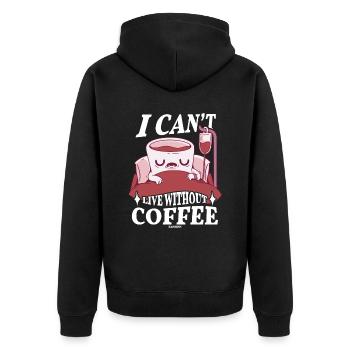 Coffee Espresso Capuccino Office Funny Gift - Unisex Premium Organic Zip Hoodie - black - Back - Nico (187cm)
