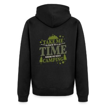 ich liebe Camping und Zelten in der Natur - Unisex Premium Bio Zip Hoodie - Schwarz - Hinten - Nico (187cm)