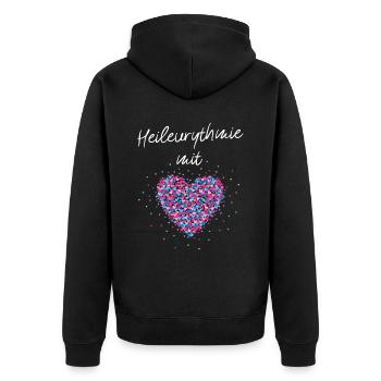 Heileurythmie mit Herz rhytmische Bewegung Sport - Unisex Premium Bio Zip Hoodie - Schwarz - Hinten - Nico (187cm)