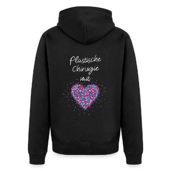 Plastische Chirurgie mit Herz Facharzt Fachärztin - Unisex Premium Bio Zip Hoodie - Schwarz - Hinten - Nico (187cm)