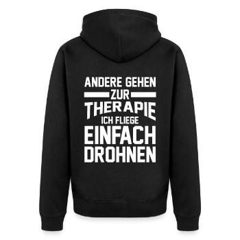 Drohne Pilot Drohnen - Unisex Premium Bio Zip Hoodie - Schwarz - Hinten - Nico (187cm)