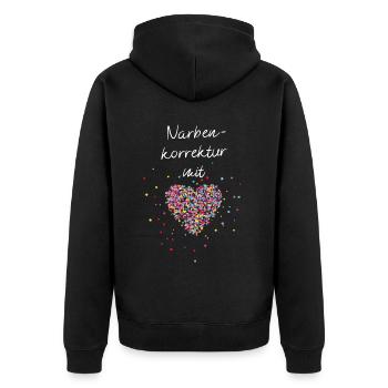 Narbenkorrektur mit Herz plastische Chirurgie - Unisex Premium Bio Zip Hoodie - Schwarz - Hinten - Nico (187cm)