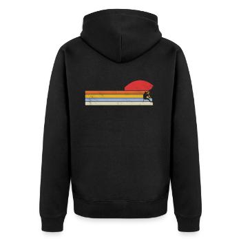 Klettern Bergsteigen - Unisex Premium Bio Zip Hoodie - Schwarz - Hinten - Nico (187cm)