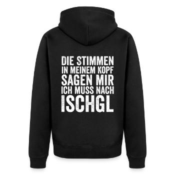 Apres Ski Party Skiurlaub Skifahrer Ischgl - Unisex Premium Bio Zip Hoodie - Schwarz - Hinten - Nico (187cm)