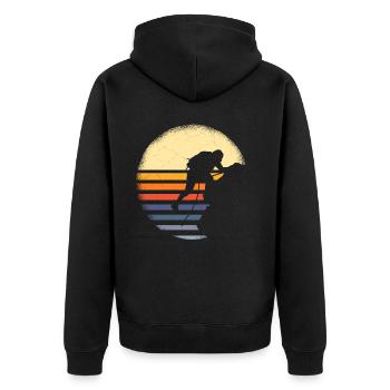 Klettern Bergsteigen - Unisex Premium Bio Zip Hoodie - Schwarz - Hinten - Nico (187cm)