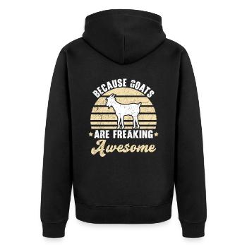Weil Ziegen verdammt tolle Nutztiere sind - Unisex Premium Bio Zip Hoodie - Schwarz - Hinten - Nico (187cm)