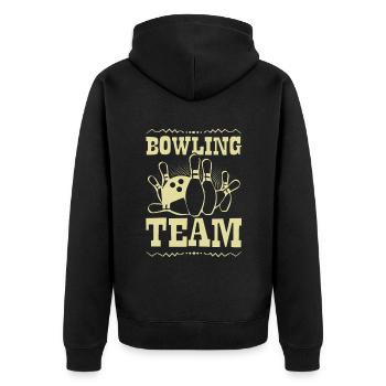 Bowling Team - Unisex Premium Organic Zip Hoodie - black - Back - Nico (187cm)