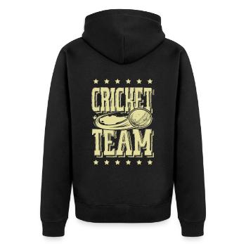 Cricket Team - Unisex Premium Bio Zip Hoodie - Schwarz - Hinten - Nico (187cm)
