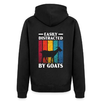Easily Distracted By Goats Ranch Farm Animal - Unisex Premium Organic Zip Hoodie - black - Back - Nico (187cm)