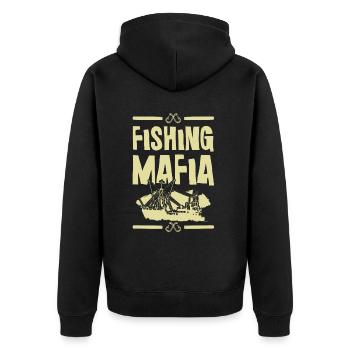 Fishing Mafia - Unisex Premium Bio Zip Hoodie - Schwarz - Hinten - Nico (187cm)