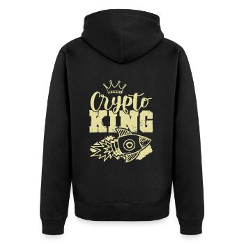 Crypto King - Unisex Premium Bio Zip Hoodie - Schwarz - Hinten - Nico (187cm)